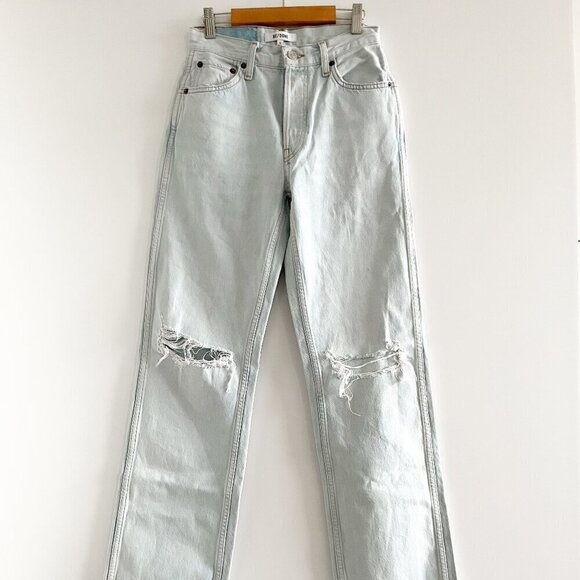 Re/Done High Rise Loose Jeans (Bleach Destroy) - Picture 1 of 12